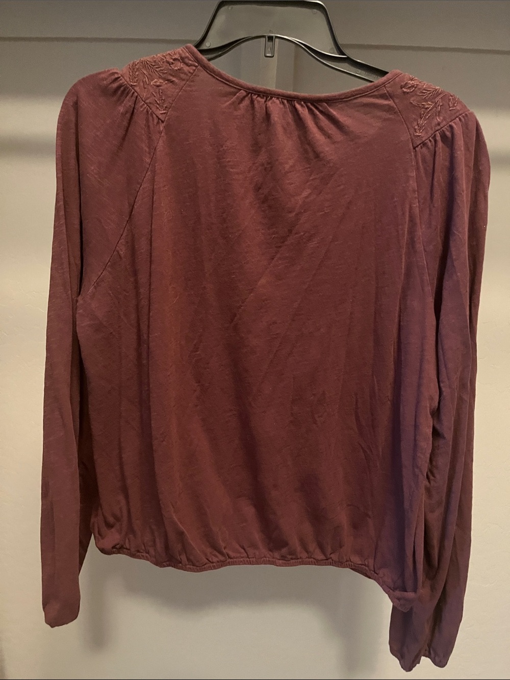 Lucky Brand Embroidered Long-Sleeve Top - Burgundy - Picture 2 of 4